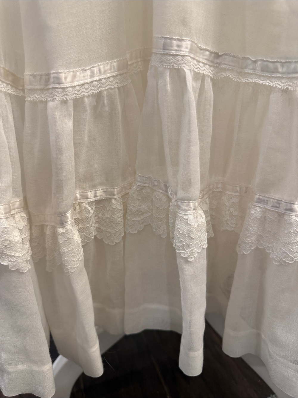 Rare Vintage 70’s Gunne Sax by Jessica San Francisco Cream and Lace Maxi Dress - Picture 6 of 16